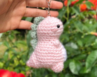 Mini Chubby Dino Keychain Crochet Keychain Dinosaur Keyring Crochet Chubby Dino Keychain Cute Dino Keychain Plush Handmade Keychain Gift