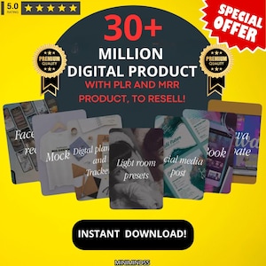 30+ milioni di prodotti digitali PROFESSIONALI! per entrate passive e illimitate da rivendere. Articoli digitali certificati MRR e PLR.