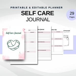Self Care Journal Template | Editable Canva Wellness Planner