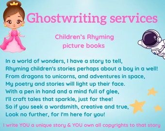 Ghostwriter for children's book Rhyming story  Writing services for your ebook ghostwriting picture book for self publishing short story