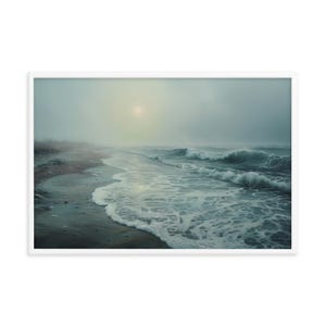 Serene Ocean Waves at Sunrise Print l Misty Morning Seascape Art l Coastal Wall Decor l Beach Landscape l Ocean Art for Home