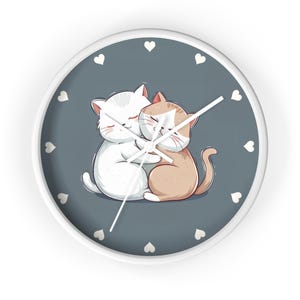 Adorable Cats Wall Clock | Cute Cat Couple Clock | Cat Lover Gift | Decorative Home Clock | Animal Art Wall Clock | Kawaii Cat Clock