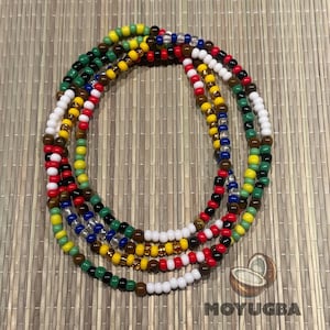 7 AFRICAN POWERS/7 POTENCIAS with Tiger Eye Beads Necklace/Collar/Eleke ~ Santeria/Yoruba