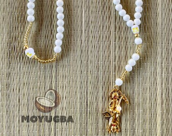 White Santa Muerte Rosary with Seed Beads - for Spiritual Connection