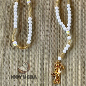 White Santa Muerte Rosary with Seed Beads - for Spiritual Connection