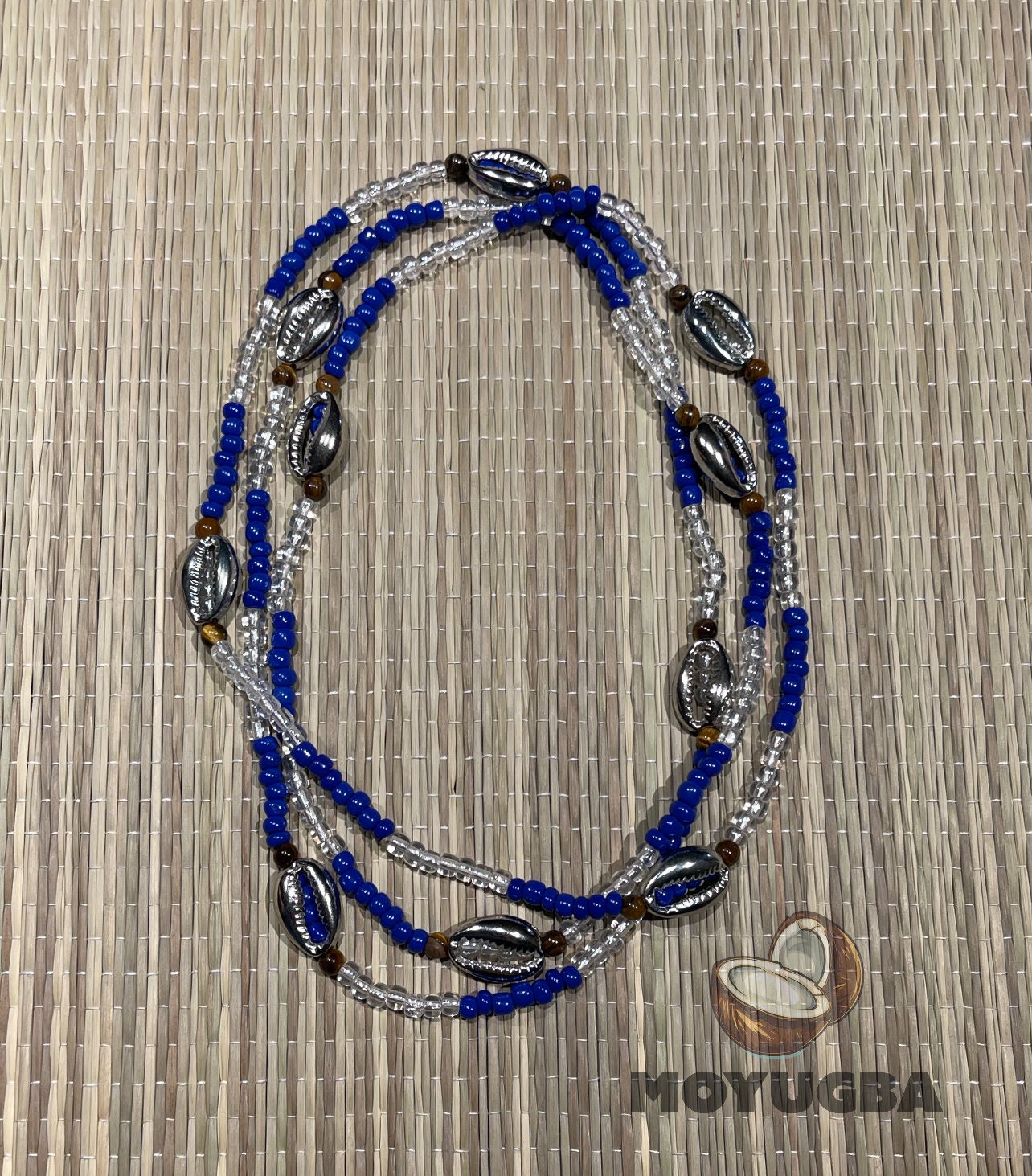 Yemaya Cowrie/Tiger Eye Bead - Necklace/Eleke/Collar - Santeria/Yoruba