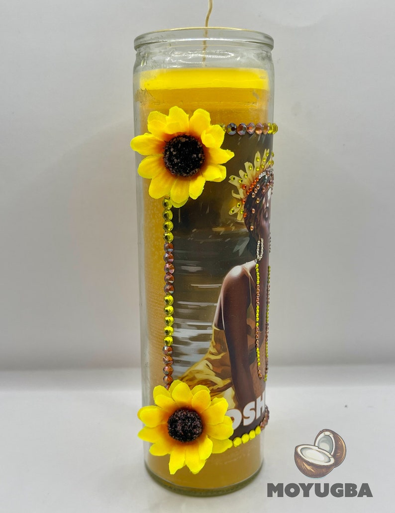 Rhinestoned Oshun Sunflower Candle Yellow 7 Day Etsy