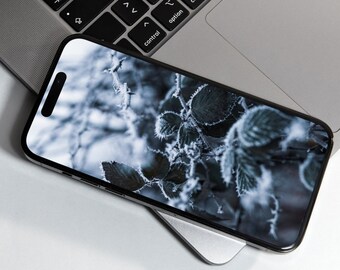 Winter Frost iPhone Wallpaper, High Resolution Backgrounds (Digital Download)
