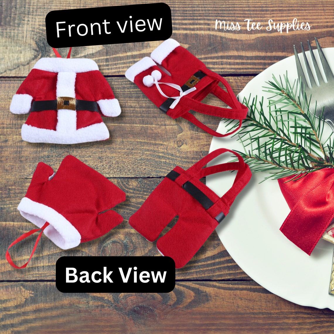 Christmas Cutlery Holder Table Setting Cute Santa Pants and Top Cutlery — free download