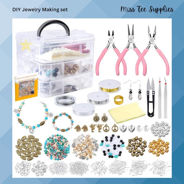 Kit de fabrication de bijoux DIY Ensemble de perles de cristal Créez votre propre ensemble de bijoux Ensemble de boucles d'oreilles DIY et créez votre propre collier