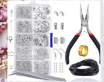 Kit inicial para fazer joias, conjunto de ferramentas para artesanato de joias, kit de reparo de joias, alicates e ferramentas