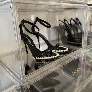 Magnetic Perspex Shoe Display Box Premium shoe display box Stackable Clear shoe boxes sneaker storage heels storage purse storage handbag