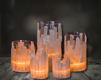 Empty Selenite candle jars crystal candle vessel decorative selenite candle cup decorative candle jars candle holders unique gift elegant