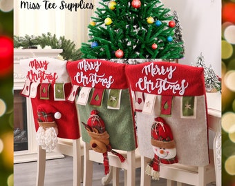 Christmas Chair Covers novelty table decorations seat covers santa reindeer snowman character chair cover
