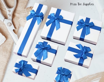 Jewelry gift box jewelry maker packing box white gift box with blue bow for jewelry gifting gift box for lover gift box for customer