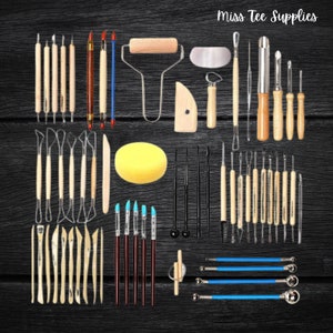 61 piece pottery tool kit clay sculpting tool set pottery tools DIY clay sculpting kit handmade pottery kit gift for crafter art kit