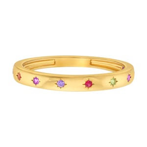 Starburst star multi stone Ring, Celestial Gold Ring, Starry Ring Band, Alternative Ring, Unique Wedding Ring, Gold Star Ring, Wedding Ring