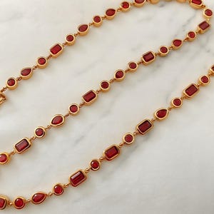 Rubin Tropfen Tennis Halskette Rubin Tennis Choker Halskette 925 Sterling Silber vergoldet Minimalist Schmuck Tennis Schmuck