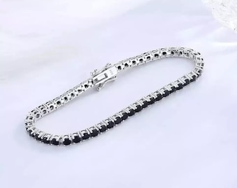 テニスブレスレット　ヴィンテージ　925 SILVER ヴィンテージ ブラックオニキス テニスブレスレット：ダイヤモンド