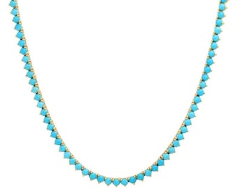 Collar de tenis vintage para mujer, gargantilla antigua bohemia retro con piedras preciosas turquesas, joyería india, regalo para ella, regalo de embarazo, regalo para ella