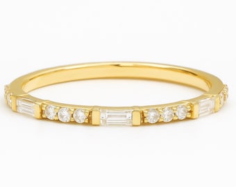 Baguette Eternity Band, Baguette Ring, Eternity Ring, Gold Minimalist Ring, Simple Lab Diamond Ring, Silver Ring, Gift for Her, gift for mom