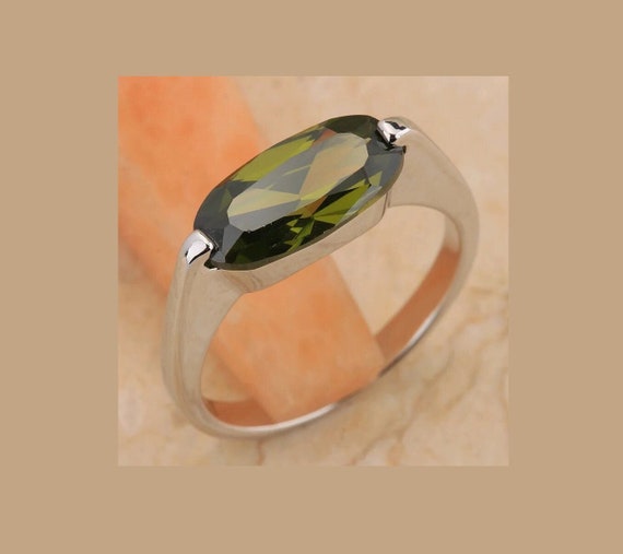Peridot Ring, Handgemachter Ring, Edelstein Ring, Frauen Ring, 925