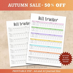 Bill tracker printable Journal page Monthly bill pay tracker Expense log Bill payment tracker Bujo printable Payment log Annual bill tracker