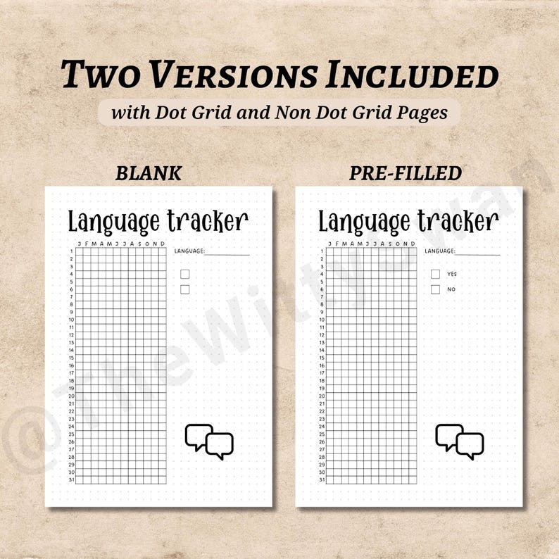 Language Notebook Tracker Language Tracker Printable Journal Pages Yearly Tracker Bujo Printable ...