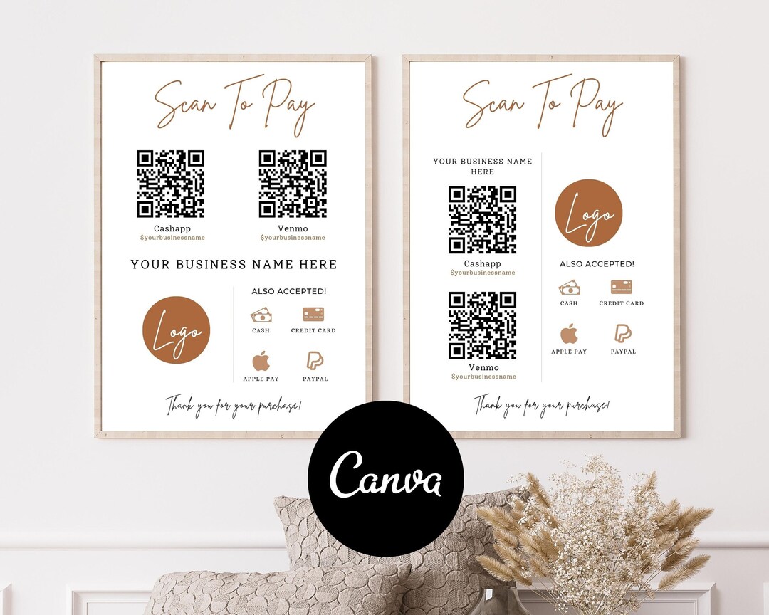 Editable QR Code Sign Printable Payment Sign Scan to Pay - Etsy México