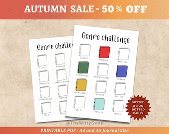 Book genre tracker Journal pages printable Reading log Bujo printable Book tracker Reading journal A5 inserts Book habit tracker