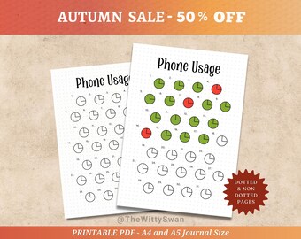 Screen time tracker printable Journal pages Monthly tracker Bujo printable Phone usage tracker Screen time log Habit tracker A5 inserts