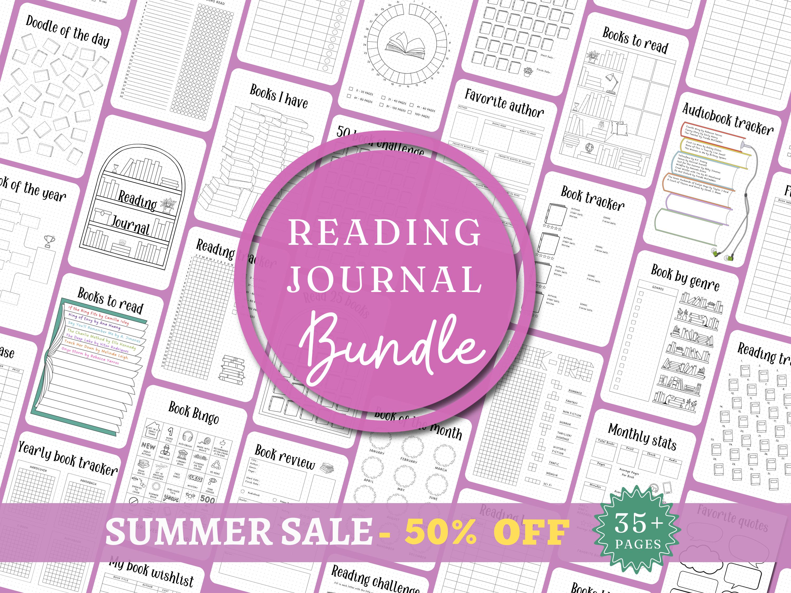 Reading journal bundle Printable reading planner Book journal template Reading log Book tracker page Bujo printable A5 pages Reading tracker