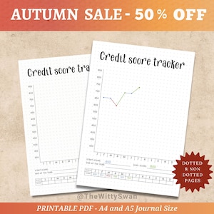Credit score tracker Journal pages printable Finance tracker Bujo printable A5 insert Credit repair tracker