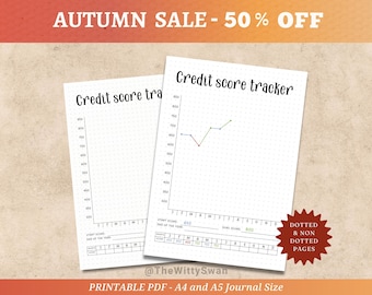 Credit score tracker Journal pages printable Finance tracker Bujo printable A5 insert Credit repair tracker
