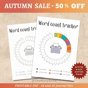 Schreib-Tracker Journal Seiten druckbar Monatlicher Tracker Bujo druckbar Word-Count-Tracker A5 Einfügen Wort-Tracker Täglicher Schreib-Tracker