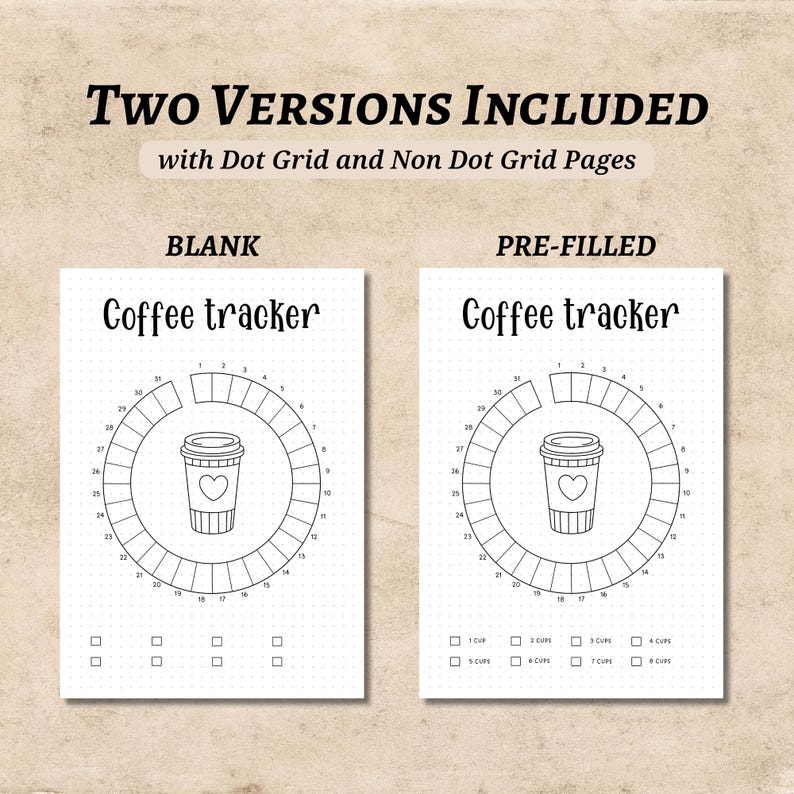 Coffee Tracker Printable Journal Page Health Tracker Bujo Printable ...