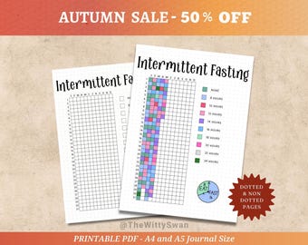 Intermittent fasting tracker Journal pages printable Yearly tracker Health tracker Bujo printable Wellness tracker Fasting log