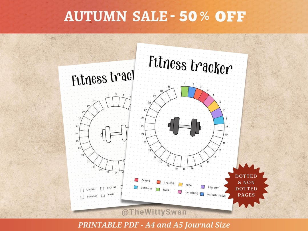 Fitness Tracker Printable Journal Page Exercise Tracker Monthly Fitness ...