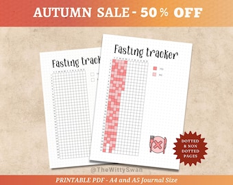 Fasting tracker Journal pages printable Yearly tracker Intermittent fasting planner Bujo printable Wellness tracker Health tracker