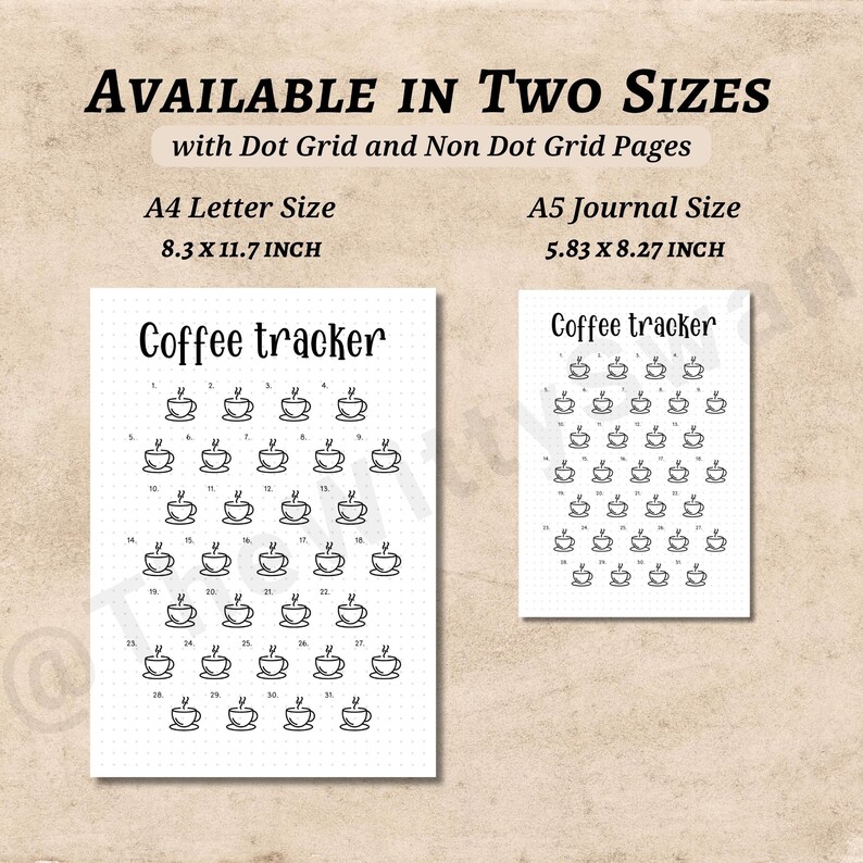 Coffee Tracker Printable Journal Pages Monthly Tracker Bujo Printable ...