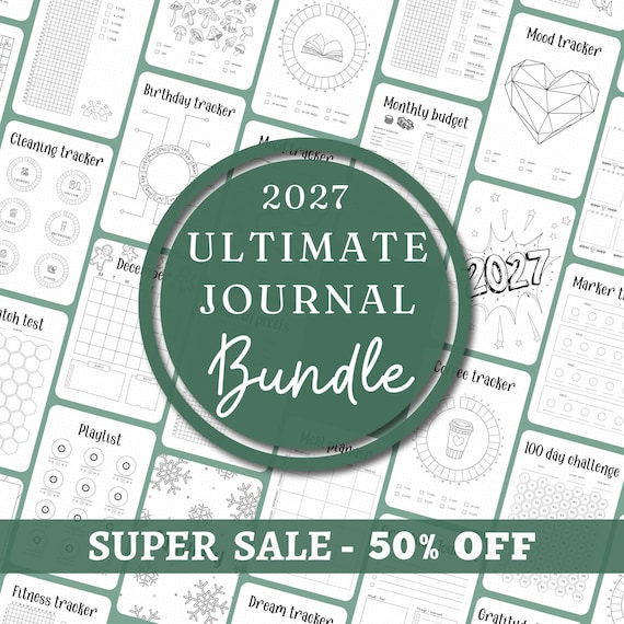 Ultimate journal bundle 2027 Premade journal pages printable Yearly trackers Bujo printable Digital journal Monthly trackers Bullet journal