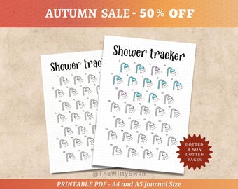 Shower tracker Journal pages printable Monthly hygiene tracker Bujo printable A5 inserts Daily habit tracker Shower log Wellness tracker