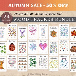 Mood tracker bundle Journal pages printable Mood habit tracker Bujo printable Monthly mood tracker Dotted pages planner A5 printable inserts
