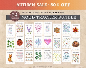 Mood tracker bundle Journal pages printable Mood habit tracker Bujo printable Monthly mood tracker Dotted pages planner A5 printable inserts