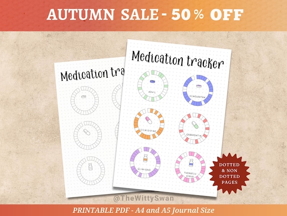 Medication tracker printable Journal pages Monthly tracker Bujo printable Med tracker Health planner Medicine tracker Pill tracker