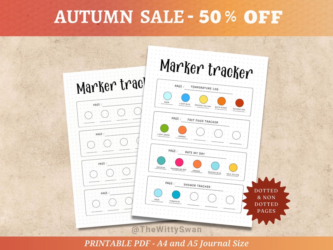 Marker Tracker Journal Pages Printable Color Tracker Bujo Printable ...