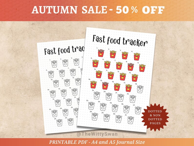 Fast Food Tracker Journal Page Printable Monthly Tracker Bujo Printable ...
