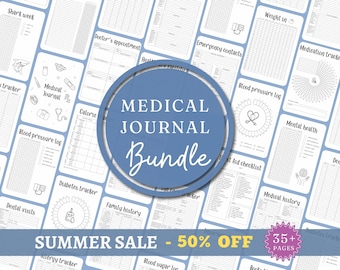 Printable medical planner Journal pages Bujo printable Medical tracker Healthcare journal printable Medical bundle A5 insert Health tracker