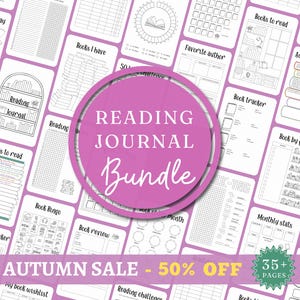 Reading journal bundle Printable reading planner Book journal template Reading log Book tracker page Bujo printable A5 pages Reading tracker