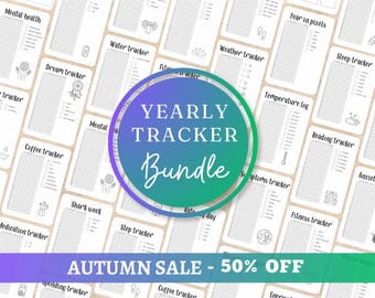 Yearly tracker bundle Printable page Premade journal Yearly pixel trackers Bujo printable A5 inserts 2026 journal Yearly planner page